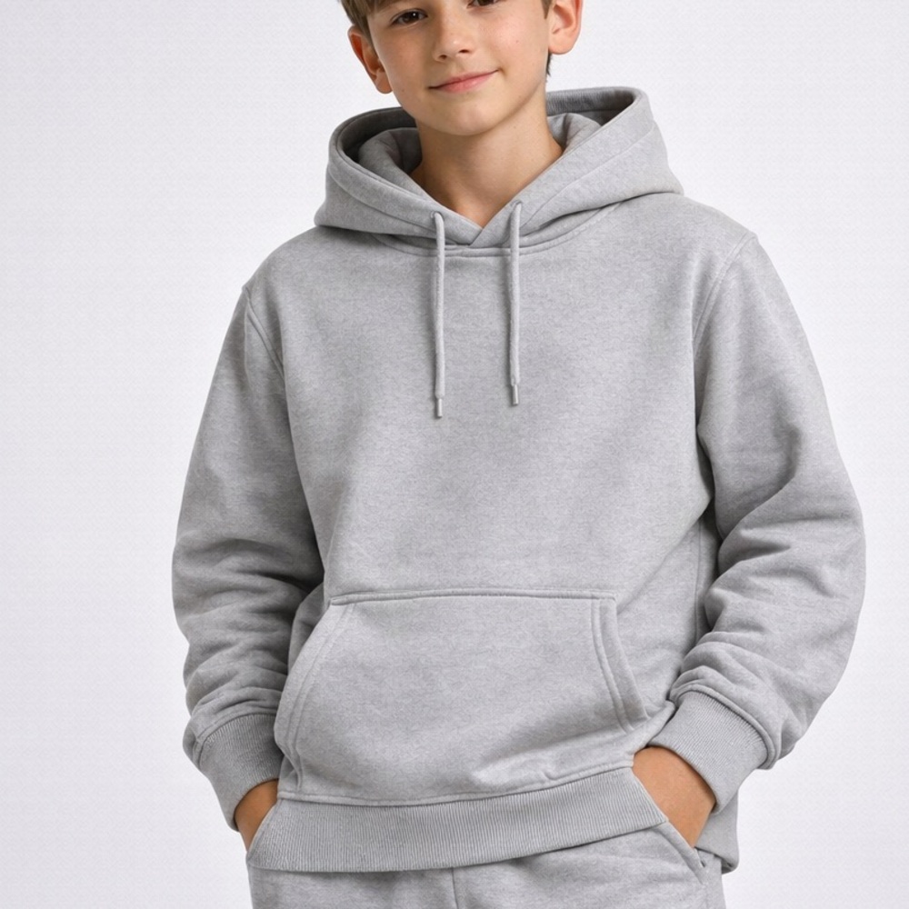 Ananke Kids Gray Fleece Hoodie Size Large Minimalist Pullover‎ NWT Style A0211